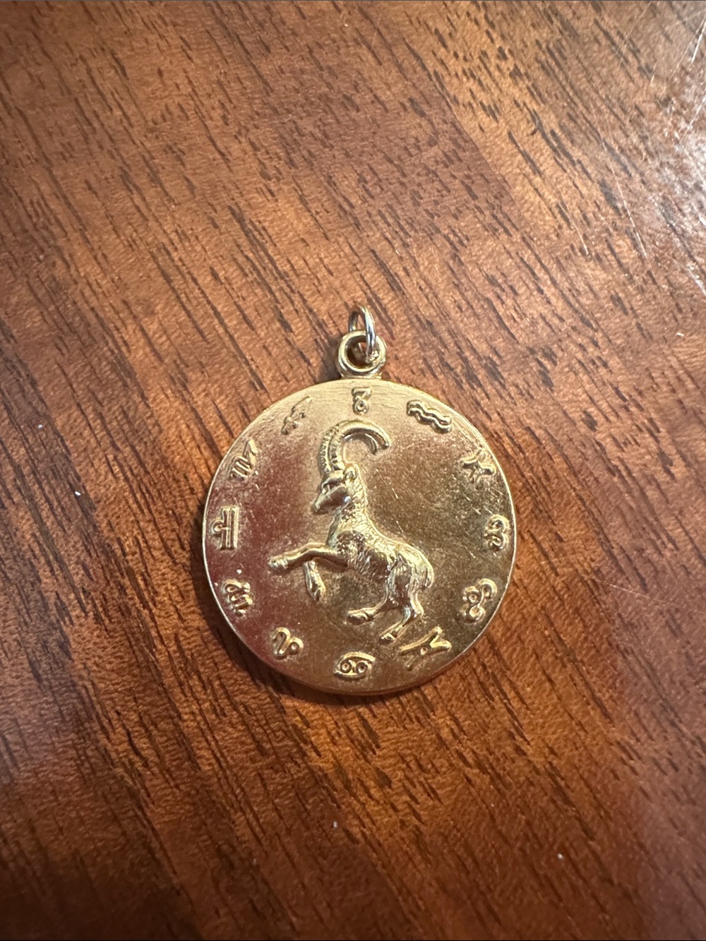 Vintage Mid Century Gold Tone Zodiac Capricorn Goat Pendant Charm